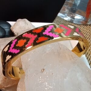 Kate Spade New York Enamel Hinged Bangle Bracelet Size 7", 3/8" Width